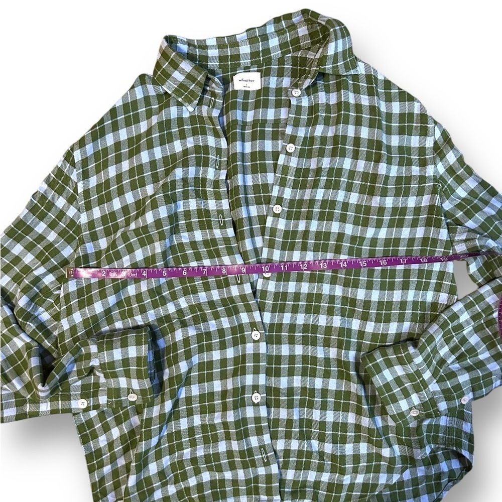 Aritzia Wilfred Free Plaid Button Down Shirt Blue and Green Size Small - Picture 4 of 8